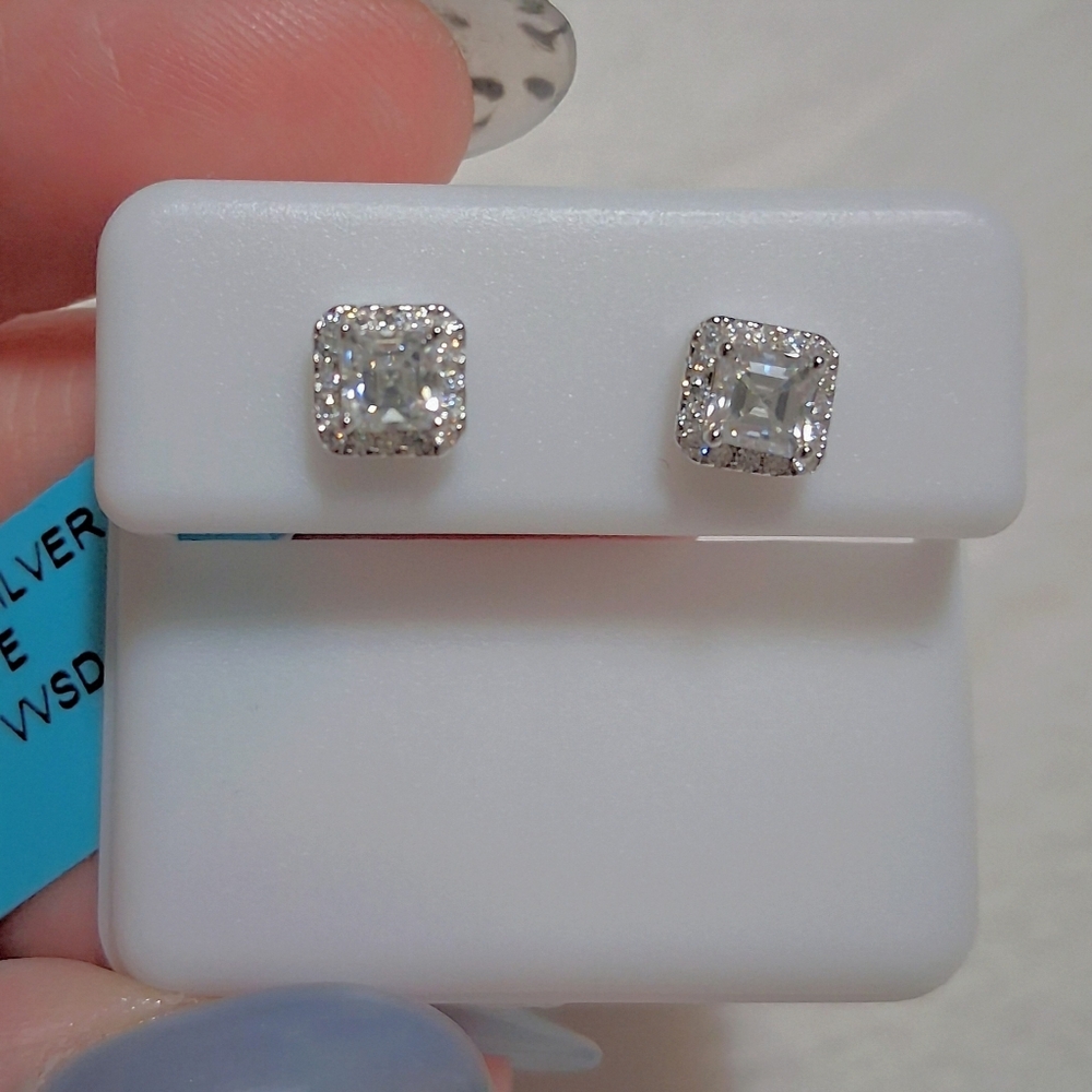 Moissanite Set In 925 Sterling Silver Pushback Earrings